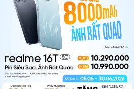 Realme 16T ra mắt ở Việt Nam: pin 8.000 mAh, camera Sony 50MP, có gương selfie