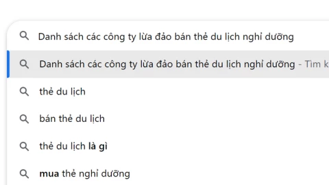 Danh sách các công ty bị cáo buộc lừa đảo dưới hình thức bán thẻ du lịch nghỉ dưỡng