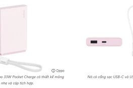 Sạc dự phòng Oppo 10.000 mAh: Nhỏ gọn, an toàn chuẩn mới, sạc 33W, tích hợp ColorOS.