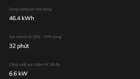 Pin VF Wild 46,4 kWh sạc mất bao lâu? Có sạc nhanh DC không?