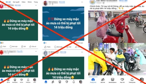 Thông tin "dừng xe máy mặc áo mưa có thể bị phạt tới 14 triệu đồng" là sai sự thật
