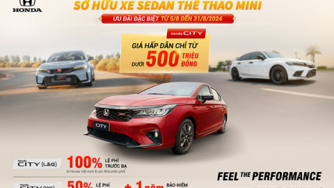 Hai mẫu xe Honda được giảm 100% phí trước bạ trong tháng 8/2024