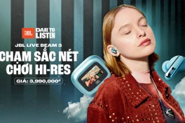 JBL Live Beam 3 ra mắt tại Việt Nam: tai nghe có màn hình cảm ứng trên hộp sạc, âm thanh Hi-Res, pin tới 48 giờ