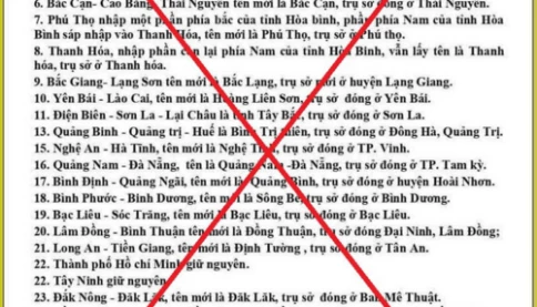 Danh sách sáp nhập 63 tỉnh thành còn 31 trên mạng xã hội: Cảnh sát nói là tin giả