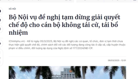 Bộ Nội vụ đề nghị tạm dừng giải quyết chế độ cho cán bộ không tái cử, tái bổ nhiệm