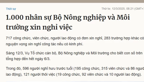 Choáng thật sự với con số xin nghỉ việc của Bộ Nông nghiệp và Môi trường