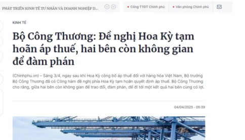 Bộ trưởng Bộ Công Thương có công hàm đề nghị Mỹ tạm hoãn áp thuế đối ứng
