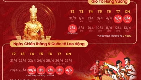Lịch nghỉ 30/4 - 1/5/2025