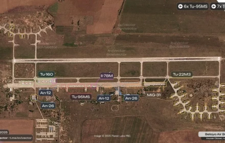 Hình ảnh vệ tinh cho thấy 13 máy bay lớn của Nga đã bị phá hủy, trong đó có 8 chiếc Tu-95