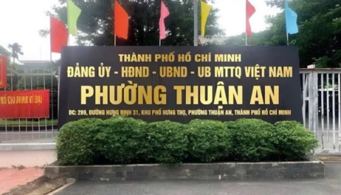 Thực hư hình ảnh bảng hiệu trụ sở phường Thuận An (Bình Dương) thuộc TPHCM