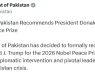 Chính phủ Pakistan đề nghị trao giải Nobel Hòa bình cho Trump