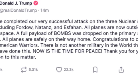 Tổng thống Trump: Mỹ đã không kích ba cơ sở hạt nhân Iran