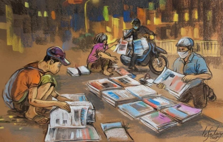 Loạt tranh gợi hoài niệm về một thời đọc báo giấy giữa phố thị vội vã