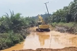 Máy xúc bất ngờ bị mặt đất "nuốt chửng" trươc sự ngỡ ngàng của nhiều người