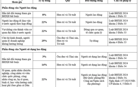 Từ 1/7/2025, tỷ lệ đóng bảo hiểm xã hội bắt buộc là 25% trên tiền lương, có phải không?