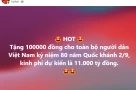 Mỗi người dân được tặng 100.000 đồng dịp 80 năm Quốc khánh thật không?