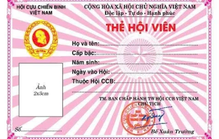 Sẽ đổi mẫu thẻ hội viên Hội Cựu chiến binh trên toàn quốc