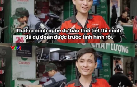 Các anh thợ sửa xe máy những ngày Hà Nội ngập lụt cười rõ tươi trên VTV