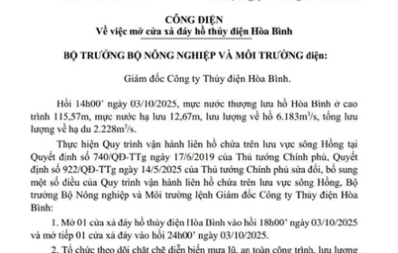 🛑 MỞ 2 CỬA XẢ ĐÁY HỒ THỦY ĐIỆN HÒA BÌNH