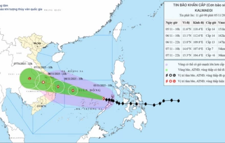 Tin bão mới nhất: Bão Kalmaegi-bão số 13 vẫn giật cấp 17, mưa lớn vào ngày 6/11, có nơi lượng mưa hơn 600mm/đợt