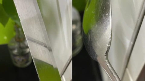Dao, thìa inox bị sứt mẻ sau khi rửa bằng máy rửa bát (chế độ mạnh)