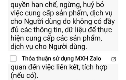 Zalo cập nhật điều khoản, "ép" người dùng phải đồng ý