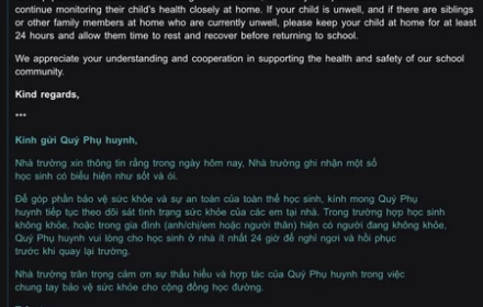 Nghi vấn ngộ độc tại trường quốc tế: Phụ huynh phẫn nộ vì thông báo "thiếu tình người"