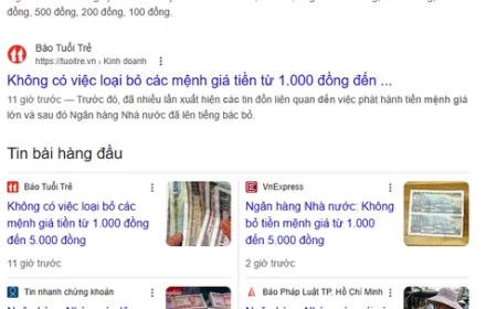 Bỏ tiền mệnh giá 1000 và 5000 đồng là tin thất thiệt