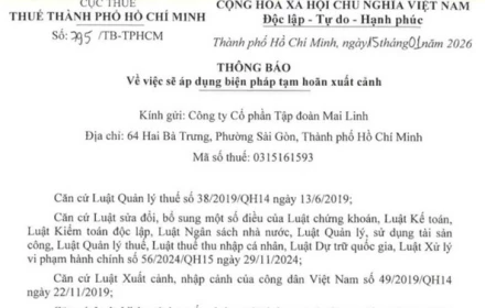 Tập đoàn Mai Linh nợ thuế, ông Hồ Huy có thể bị tạm hoãn xuất cảnh