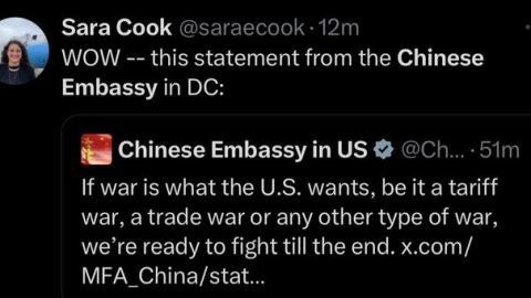 🚨🇨🇳 Trung Quốc nhắn Trump: Chúng tôi sẵn sàng chiến đấu đến cùng