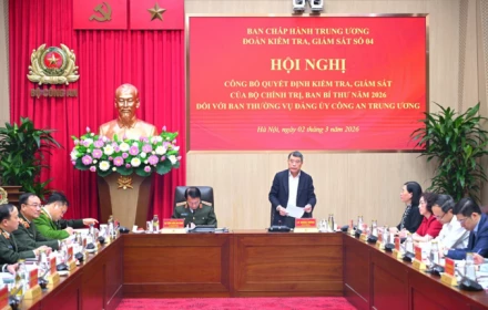 Công bố quyết định của Bộ Chính trị, Ban Bí thư kiểm tra, giám sát Đảng ủy Công an Trung ương