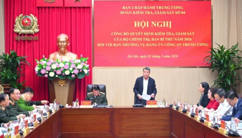 Công bố quyết định của Bộ Chính trị, Ban Bí thư kiểm tra, giám sát Đảng ủy Công an Trung ương