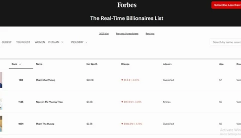 Chứng khoán lao dốc, tài sản các tỷ phú Việt Nam mất hơn 66.000 tỷ đồng