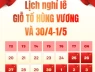 Khả năng có thể được hoán đổi để nghỉ lễ Giỗ tổ, 30/4 và 1/5 liền mạch?