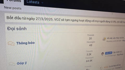 🔥🔥 Thông báo đột ngột trên mạng xã hội Voz hôm nay!