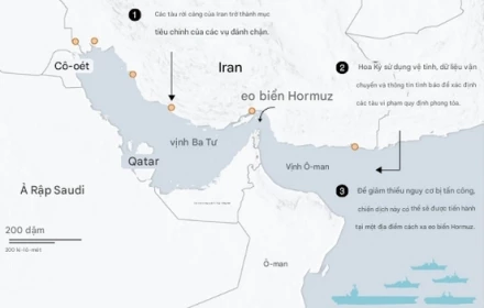 Ảnh giải thích Mỹ phong tỏa eo biển Hormuz như thế nào?