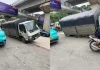 NGAY LÚC NÀY ❗️Một chiếc xe tải bị sụt bánh trên đường Nguyễn Trãi, Hà Nội