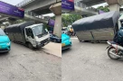 NGAY LÚC NÀY ❗️Một chiếc xe tải bị sụt bánh trên đường Nguyễn Trãi, Hà Nội