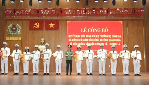 20 Trưởng phòng của Công an Quảng Ngãi được thăng bậc hàm lên Đại tá