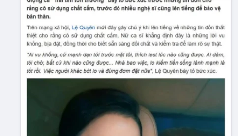 Ca sĩ Lệ Quyên nói gì về tin đồn sử dụng chất c.ấ.m