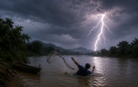 Mưa dông bất thường giữa mùa hè, người đàn ông bị sét đánh tử vong khi thả lưới trên sông