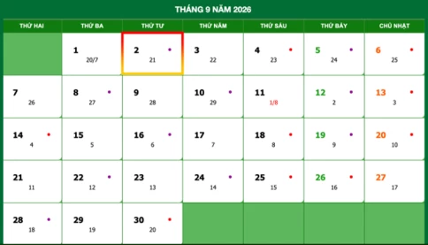 Chính thức: Quốc khánh 2026 người lao động được nghỉ liên tục 5 ngày