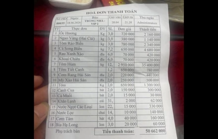 Kết quả xác minh vụ hóa đơn hơn 50 triệu đồng ở Quảng Ninh