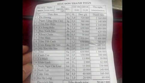 Kết quả xác minh vụ hóa đơn hơn 50 triệu đồng ở Quảng Ninh