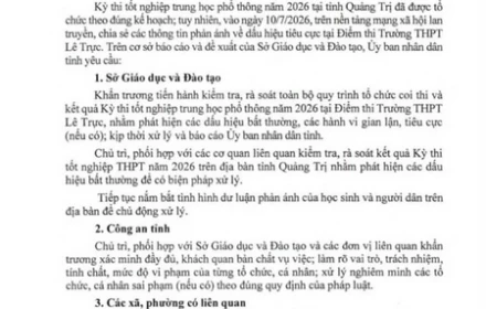 Đến lượt Quảng Trị xác minh loạt tố cáo tiêu cực thi tốt nghiệp THPT 2026