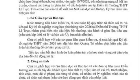 Đến lượt Quảng Trị xác minh loạt tố cáo tiêu cực thi tốt nghiệp THPT 2026