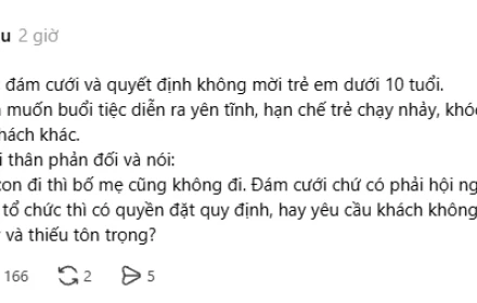 Tranh cãi quanh việc cô dâu muốn cấm trẻ dưới 10 tuổi đến đám cưới mình