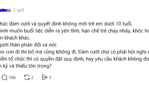 Tranh cãi quanh việc cô dâu muốn cấm trẻ dưới 10 tuổi đến đám cưới mình
