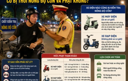 Chạy xe điện đi nhậu có bị thổi nồng độ cồn và phạt không?