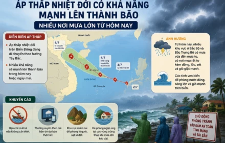 Áp thấp nhiệt đới có thể mạnh lên thành bão, nhiều nơi mưa lớn từ hôm nay